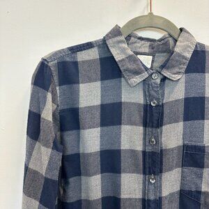 J.Crew Blue Grey Check Flannel Shirt Large